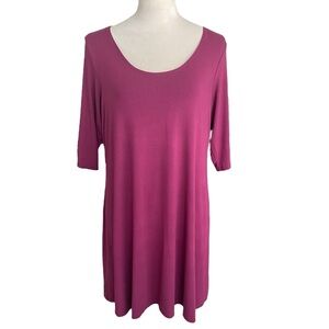 Eileen Fisher Purple Lagen Look Minimalist Rayon Blend Tunic Top Women Size L
